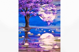 Paint Nite: Lily Pond Under the Moonlight